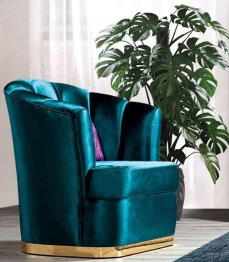 Casa Padrino Luxus Wohnzimmer Sessel Türkis / Gold 80 x 80 x H. 90 cm - Luxus Wohnzimmer Möbel