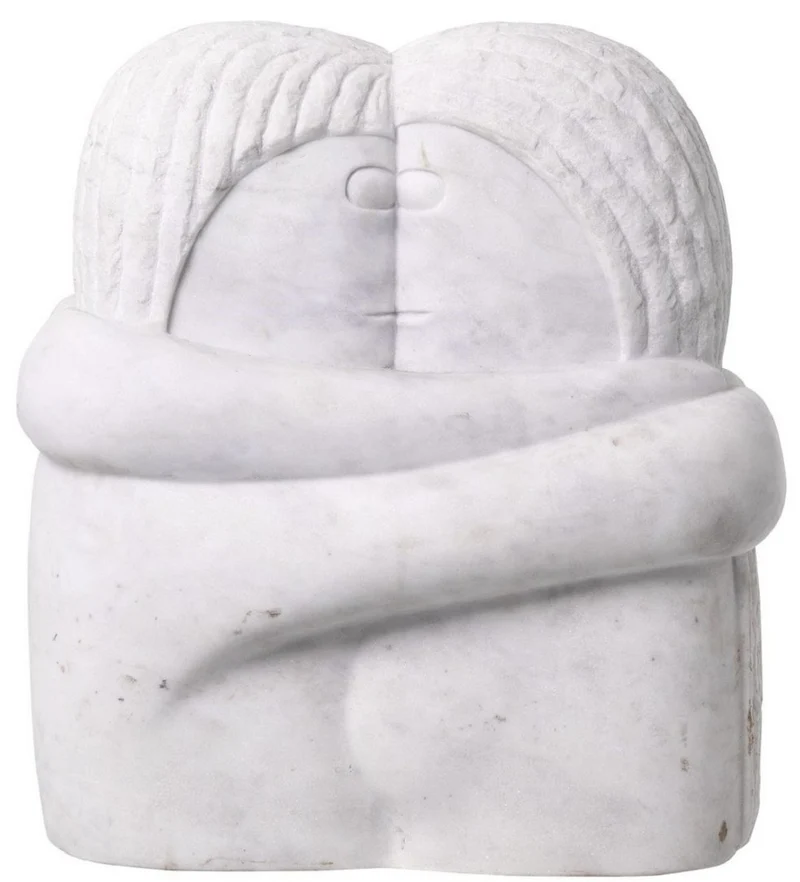 Casa Padrino Designer Marmor Skulptur Weiß 37 x 25 x H. 40 cm - Edle Dekofigur - Marmorfigur - Wohnzimmer Deko Accessoires