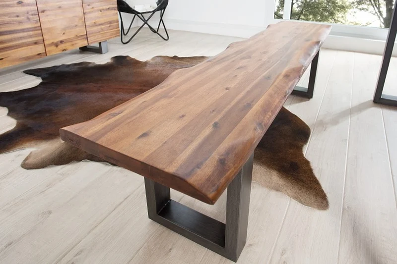 Casa Padrino Designer Sitzbank Natur Breite 180 cm, Höhe 50 cm