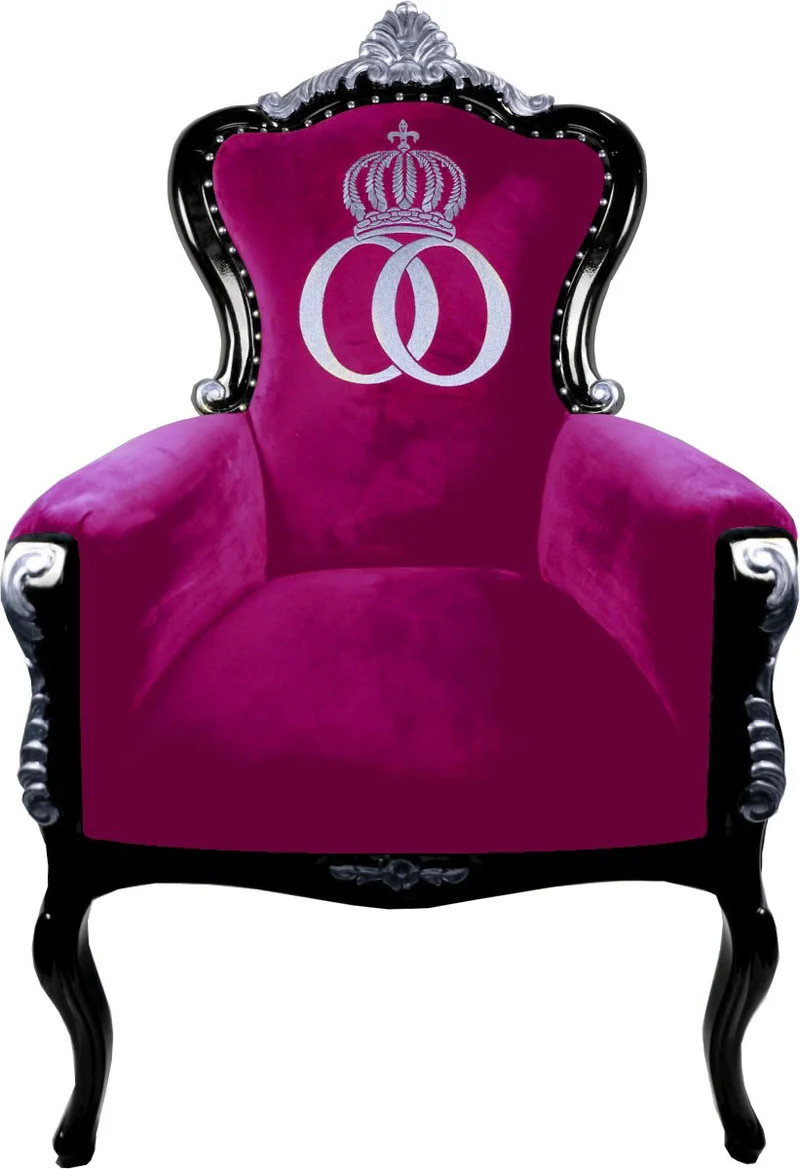 Pompöös by Casa Padrino Luxus Barock Sessel Bergere Pink / Schwarz / Silber - Pompööser Barock Sessel designed by Harald Glööckler