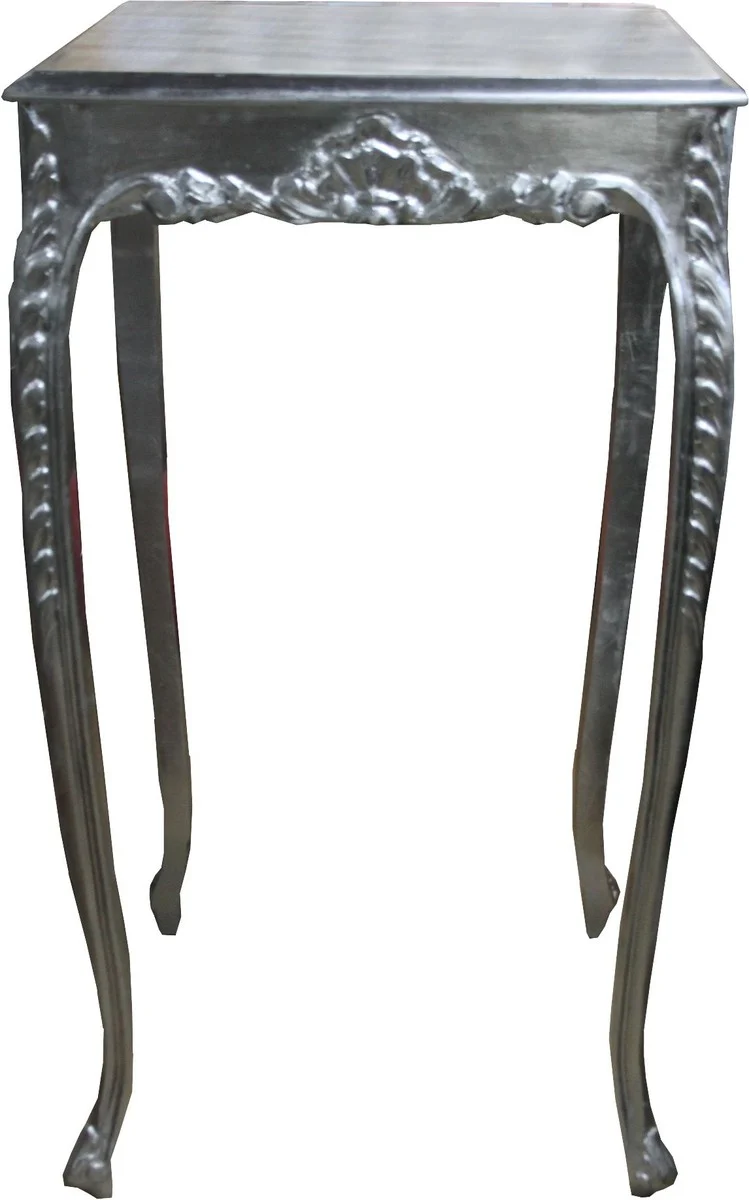 Casa Padrino Barock Bar Tisch Silber Höhe 112 cm, Breite 60 cm - Antik Möbel