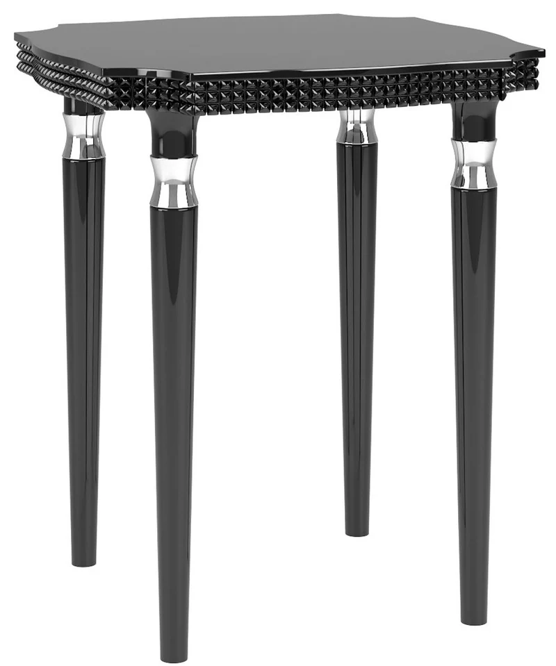 Casa Padrino Luxus Art Deco Beistelltisch Schwarz / Silber 52 x 52 x H. 65 cm - Edler Massivholz Tisch - Art Deco Wohnzimmer Möbel