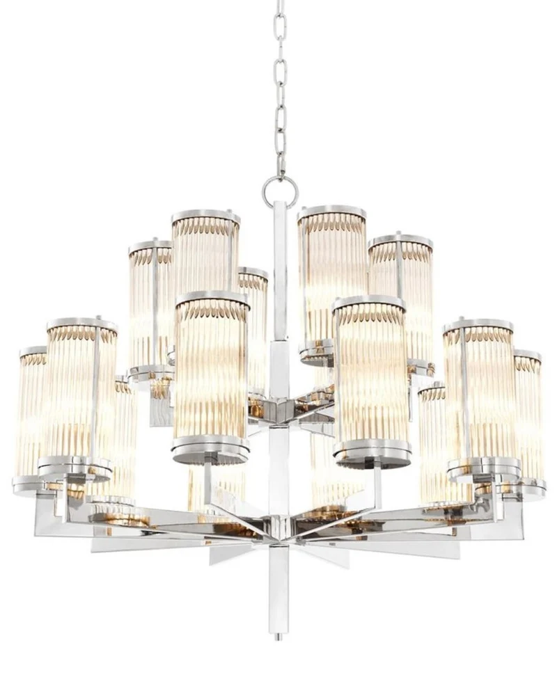 Casa Padrino Luxus Kronleuchter Silber 75,5 x H. 73 cm - Hotel Restaurant Möbel