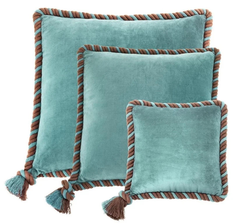 Casa Padrino Zierkissen 3er Set aqua blau - Luxus Wohnzimmer / Hotel Kollektion