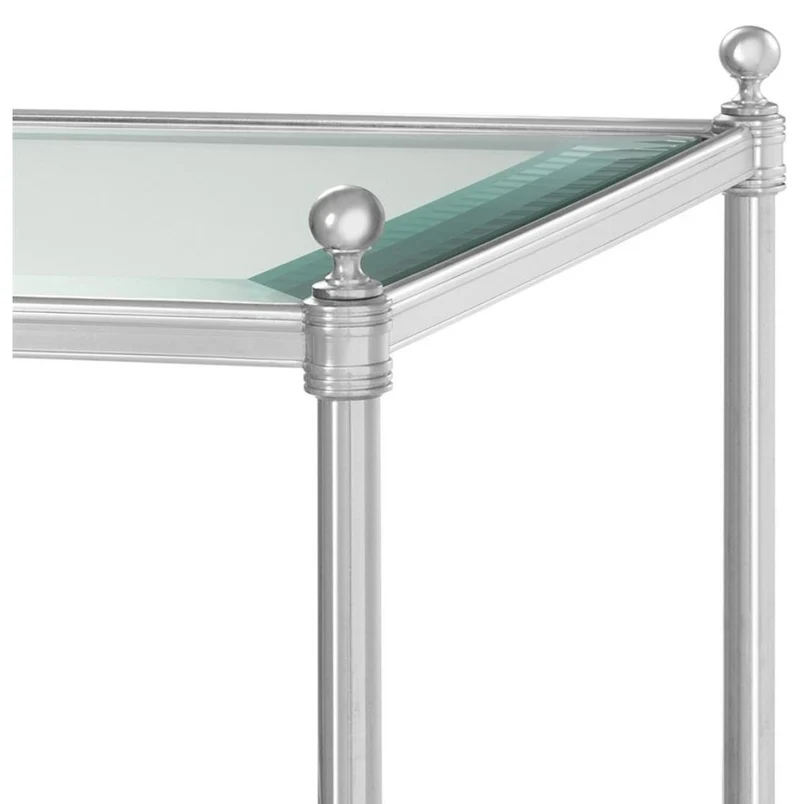 Casa Padrino Luxus Wohnzimmer Beistelltisch mit Rollen Silber 42 x 42 x H. 71 cm - Hotel Möbel