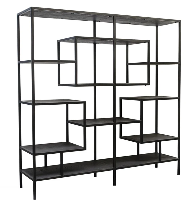 Casa Padrino Designer Regalschrank Schwarz 160 x 40 x H. 160 cm - Luxus Wohnzimmerschrank