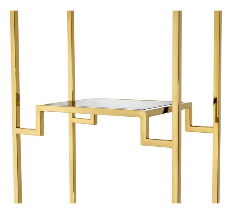 Casa Padrino Wohnzimmer Regalschrank Gold / Schwarz 45,5 x 25,5 x H. 221 cm - Luxus Wohnzimmerschrank
