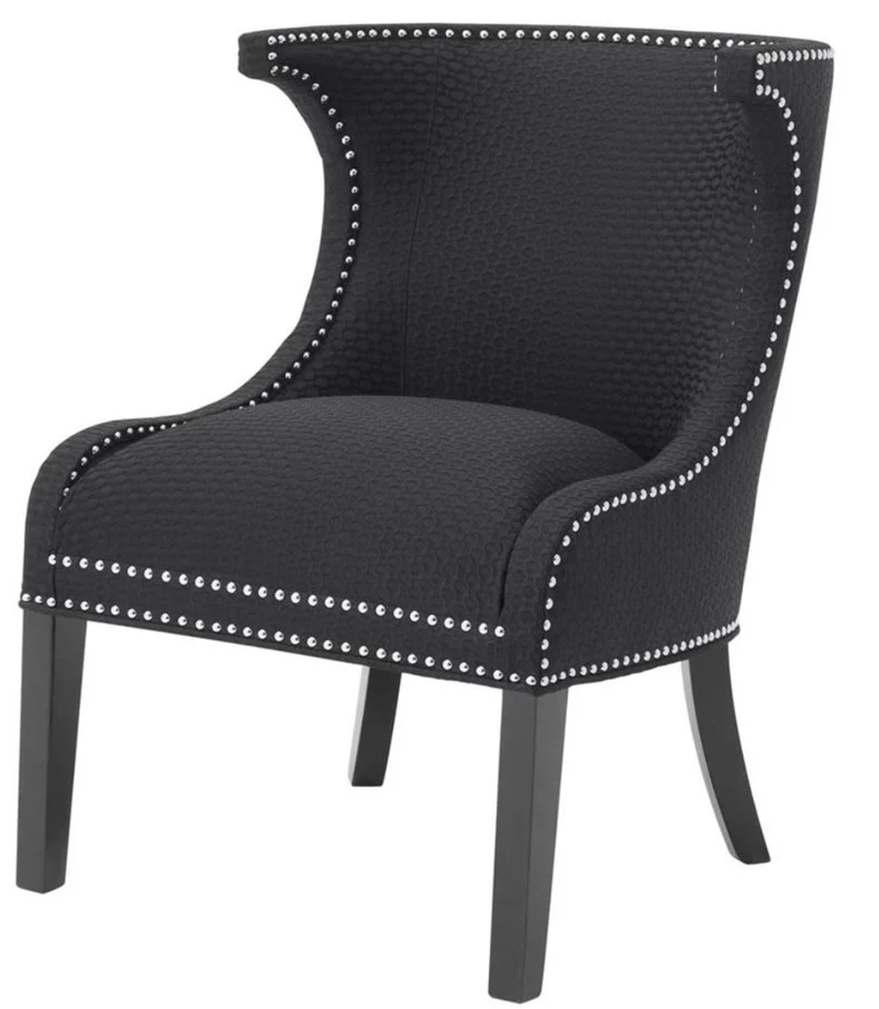 Casa Padrino Luxus Sessel / Ohrensessel Schwarz 66 x 60 x H. 91 cm - Limited Edition