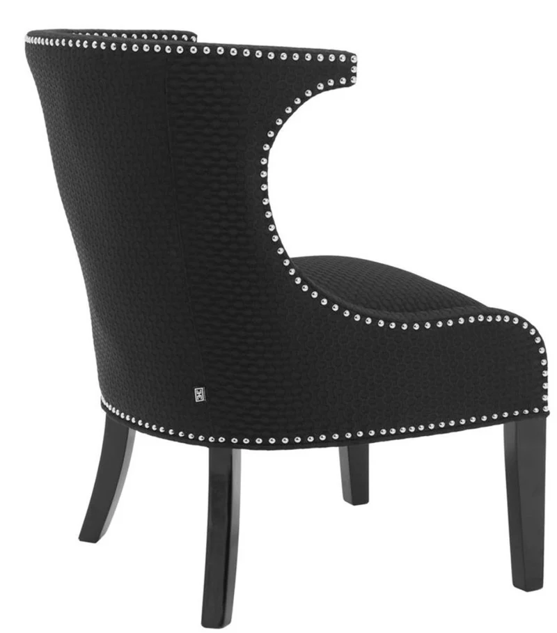 Casa Padrino Luxus Sessel / Ohrensessel Schwarz 66 x 60 x H. 91 cm - Limited Edition