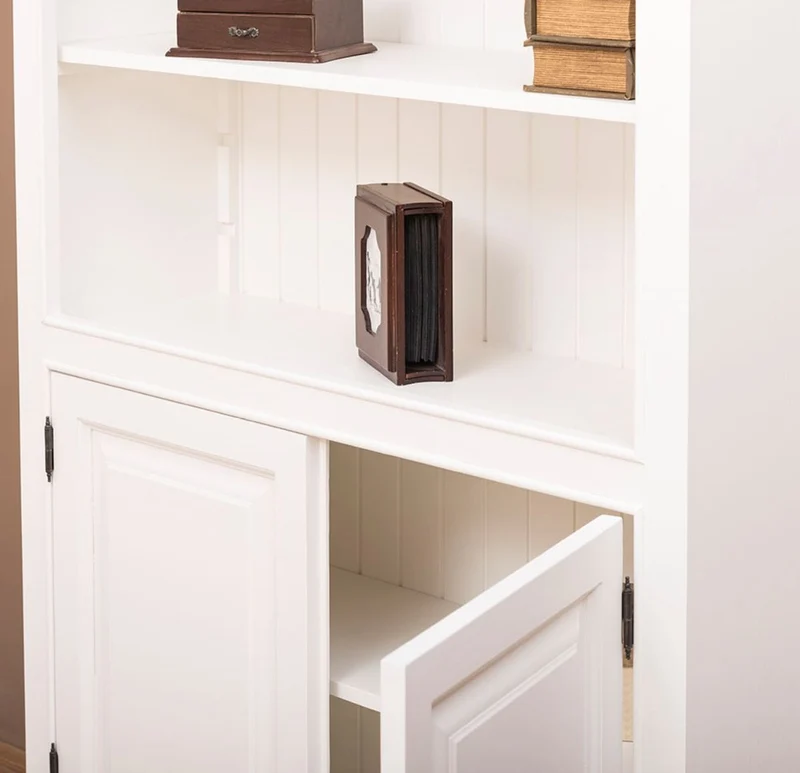 Casa Padrino Landhausstil Bücherschrank / Regalschrank Weiß 110 x 39 x H. 210 cm - Wohnzimmerschrank mit 2 Türen