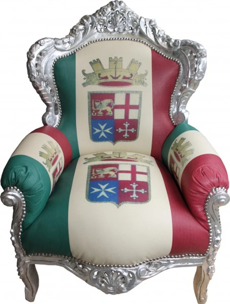 Casa Padrino Barock Sessel King im Italien Design, Silber, 85 x 85 x H. 120 cm