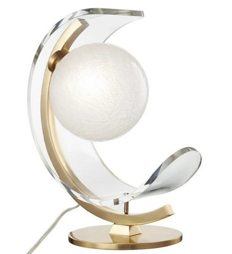 Casa Padrino Designer LED Tischleuchte Antik Messingfarben / Weiß 33 x 19,1 x H. 38,1 cm - Luxus Kollektion