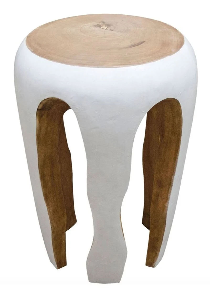 Casa Padrino Beistelltisch Weiß / Naturfarben 40 x H. 54,5 cm - Wohnzimmermöbel