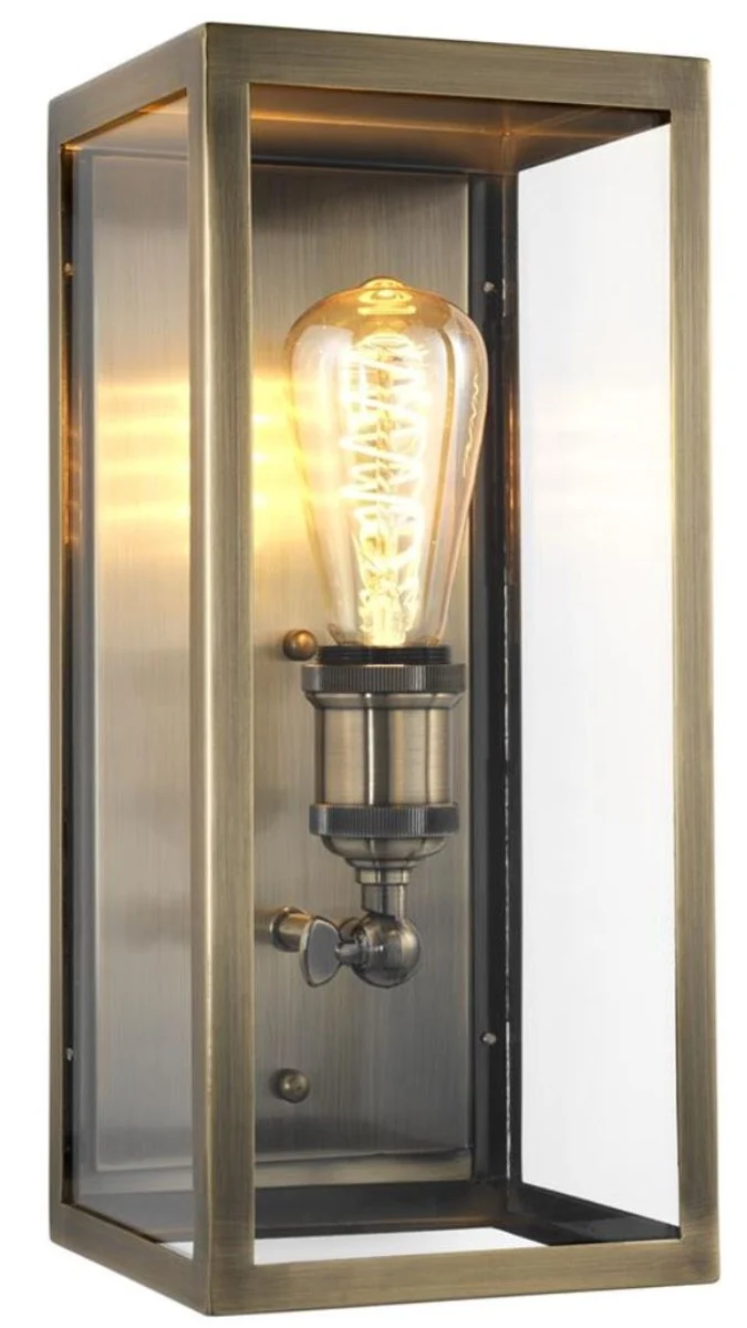 Casa Padrino Luxus Wandleuchte Antik Messing 16 x 16 x H. 36 cm - Hotel Restaurant Wandlampe