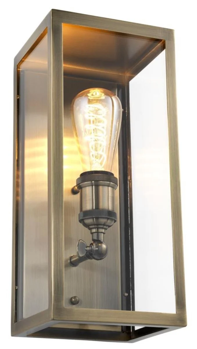 Casa Padrino Luxus Wandleuchte Antik Messing 16 x 16 x H. 36 cm - Hotel Restaurant Wandlampe