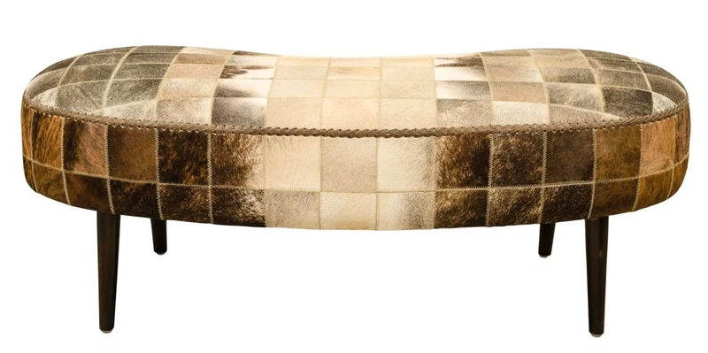 Casa Padrino Luxus Sitzbank mit Kuhfell 130 x 60 x H. 50 cm - Designermöbel