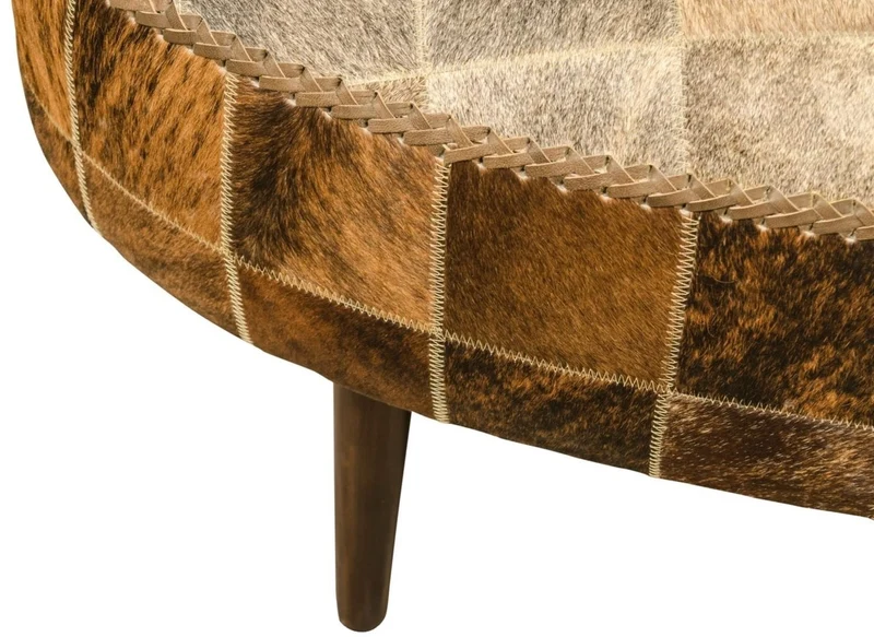 Casa Padrino Luxus Sitzbank mit Kuhfell 130 x 60 x H. 50 cm - Designermöbel