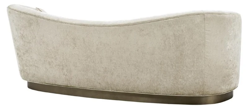 Casa Padrino Luxus Wohnzimmer Sofa Weiß-Beige / Bronze 230 x 85 x H. 82 cm - Gebogene Luxus Couch mit 2 dekorativen Kissen