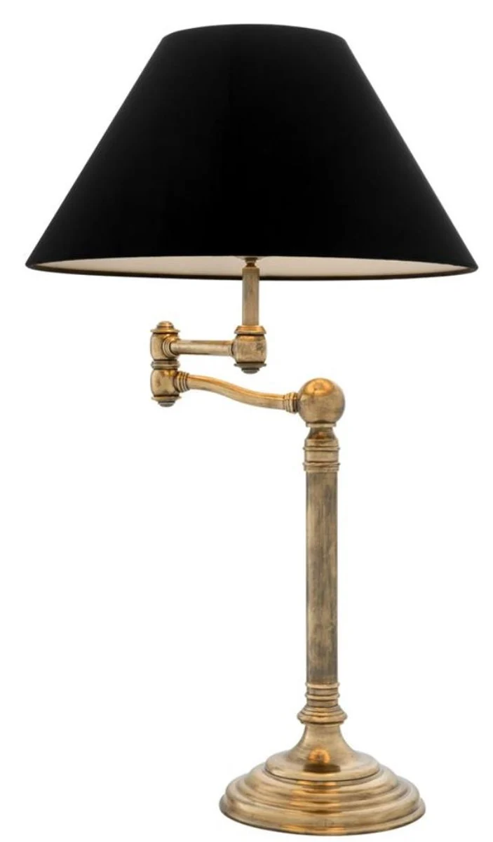 Casa Padrino Luxus Tischleuchte mit Schwenkarm in vintage messing 27 x 50 x H. 90 cm - Wohnzimmer Möbel