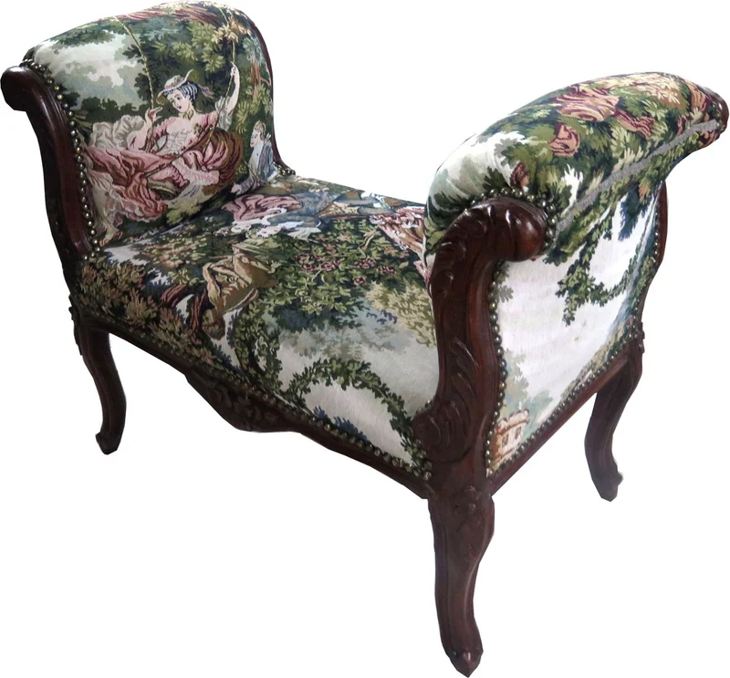 Casa Padrino Barock Schemel Hocker Gobelin / Braun - Sitzbank - Möbel Antik Stil