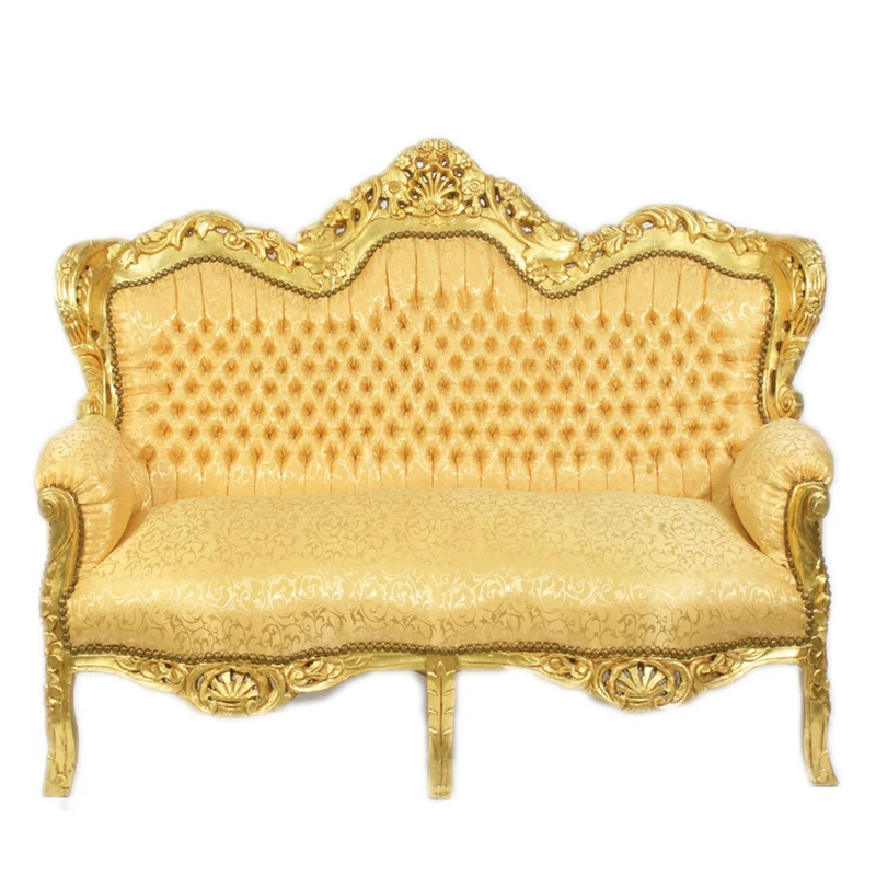 Casa Padrino Barock 2-er Sofa King Gold Muster / Gold - Barock Möbel