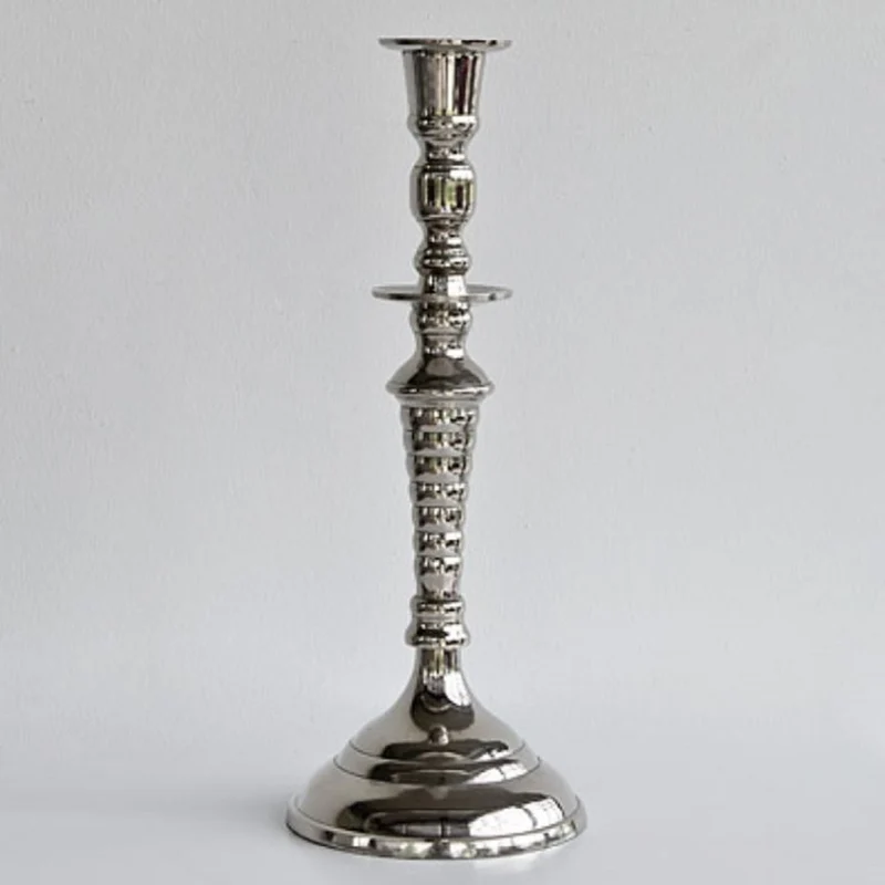 Casa Padrino Luxus Kerzenständer Silber 15 x H. 37 cm - Wohnzimmer Accessoires