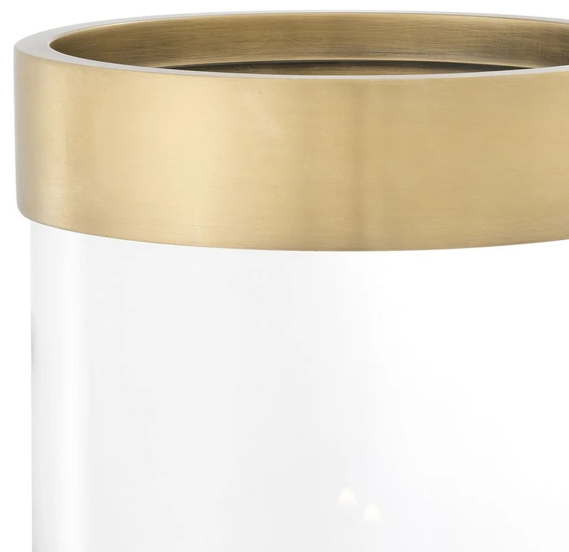 Casa Padrino Luxus Kerzenleuchter Antik Messing Ø 20 x H. 31,5 cm - Runder Glas Kerzenleuchter mit Aluminium Ring - Luxus Kollektion