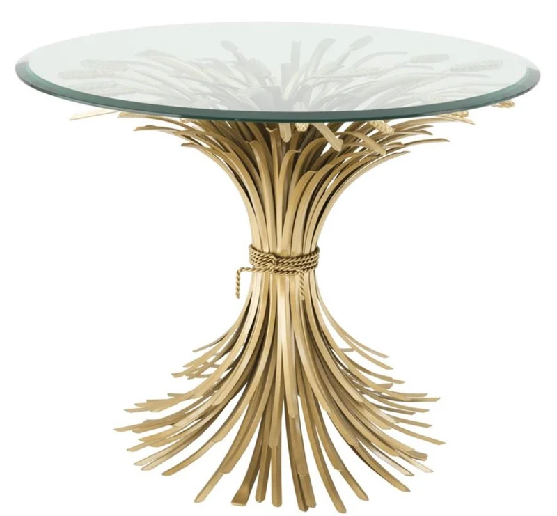 Casa Padrino Luxus Beistelltisch Antik Gold Ø 90 x H. 70 cm - Runder Designer Beistelltisch mit abgeschrägter Tischplatte