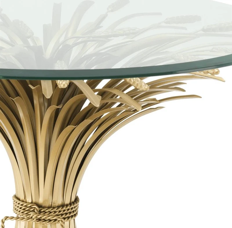 Casa Padrino Luxus Beistelltisch Antik Gold Ø 90 x H. 70 cm - Runder Designer Beistelltisch mit abgeschrägter Tischplatte