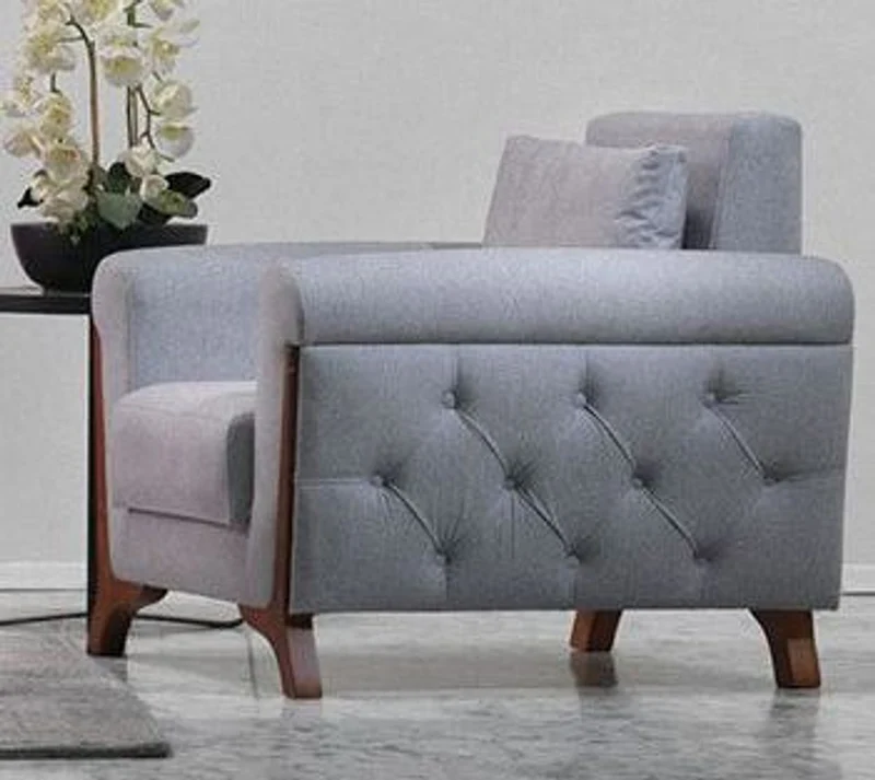 Casa Padrino Designer Club Sessel Hamburg in Taupe-Grau, stilvoller Loungesessel mit Holzfüßen, B 80 x T 80 x H 96 cm