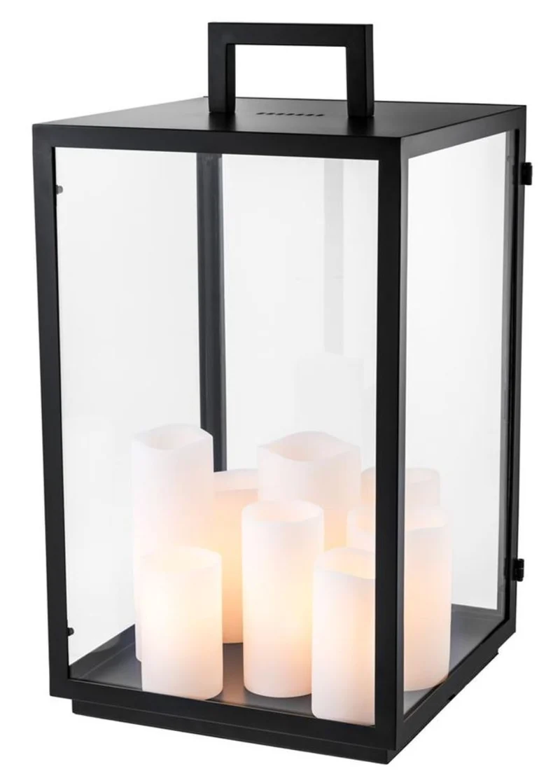 Casa Padrino Luxus Tischleuchte Schwarz 35 x 35 x H. 65 cm - Hotel Restaurant Tischlampe