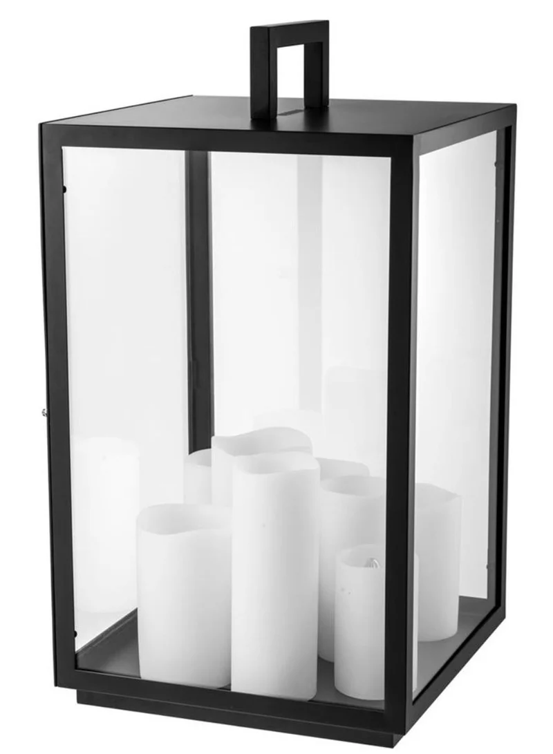 Casa Padrino Luxus Tischleuchte Schwarz 35 x 35 x H. 65 cm - Hotel Restaurant Tischlampe