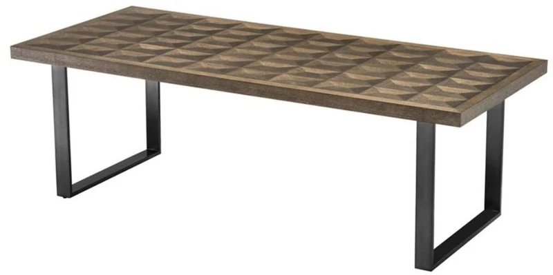 Casa Padrino Esstisch Braun / Bronze 230 x 100 x H. 75 cm - Luxus Küchentisch mit Eichenfurnier Tischplatte