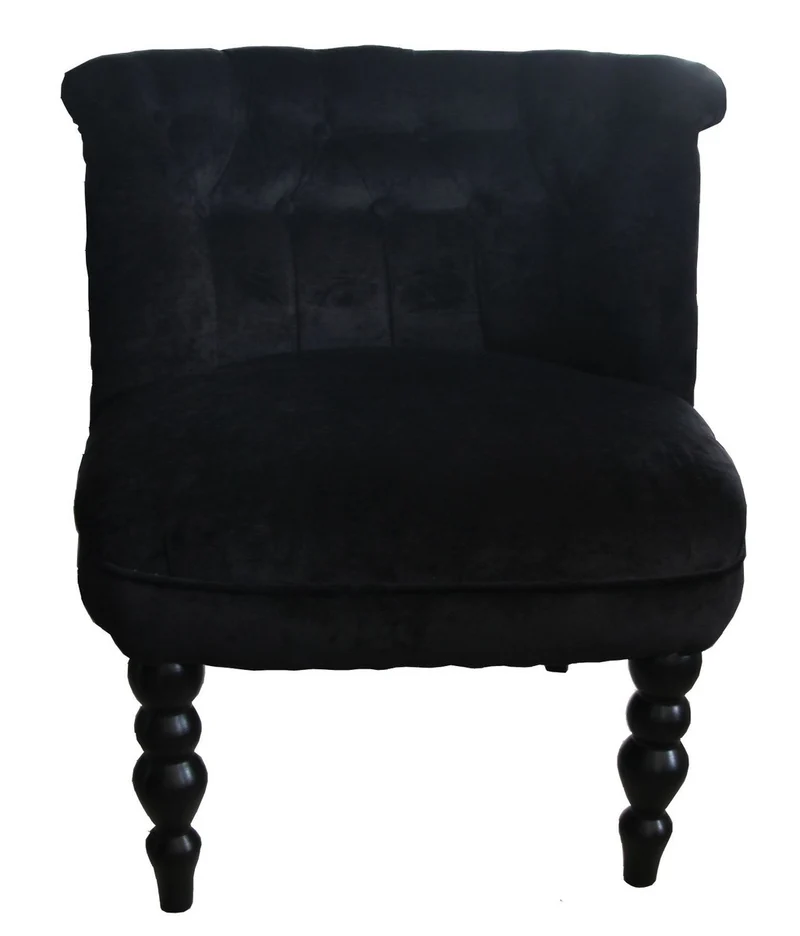 Casa Padrino Luxus Barock Salon Stuhl Paris - Edler Samtstuhl in Schwarz - 58 x 53 x H. 71 cm