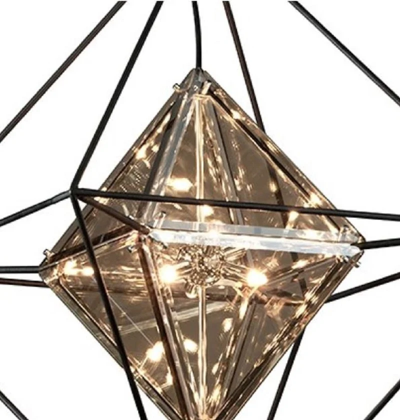 Casa Padrino Luxus LED Hängeleuchte Schwarz 76,2 x 76,2 x H. 106,7 cm - Designer Lampe mit handgefertigtem Schmiedeeisen Rahmen