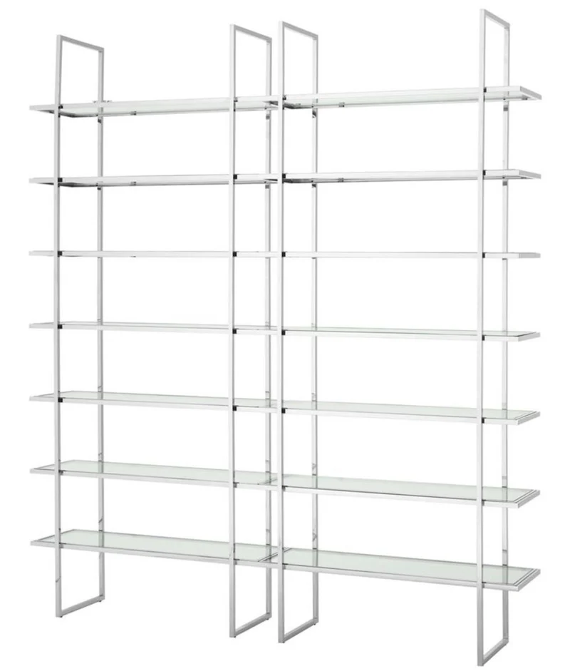 Casa Padrino Luxus Regalschrank Silber 220 x 40 x H. 253 cm - Luxus Qualität