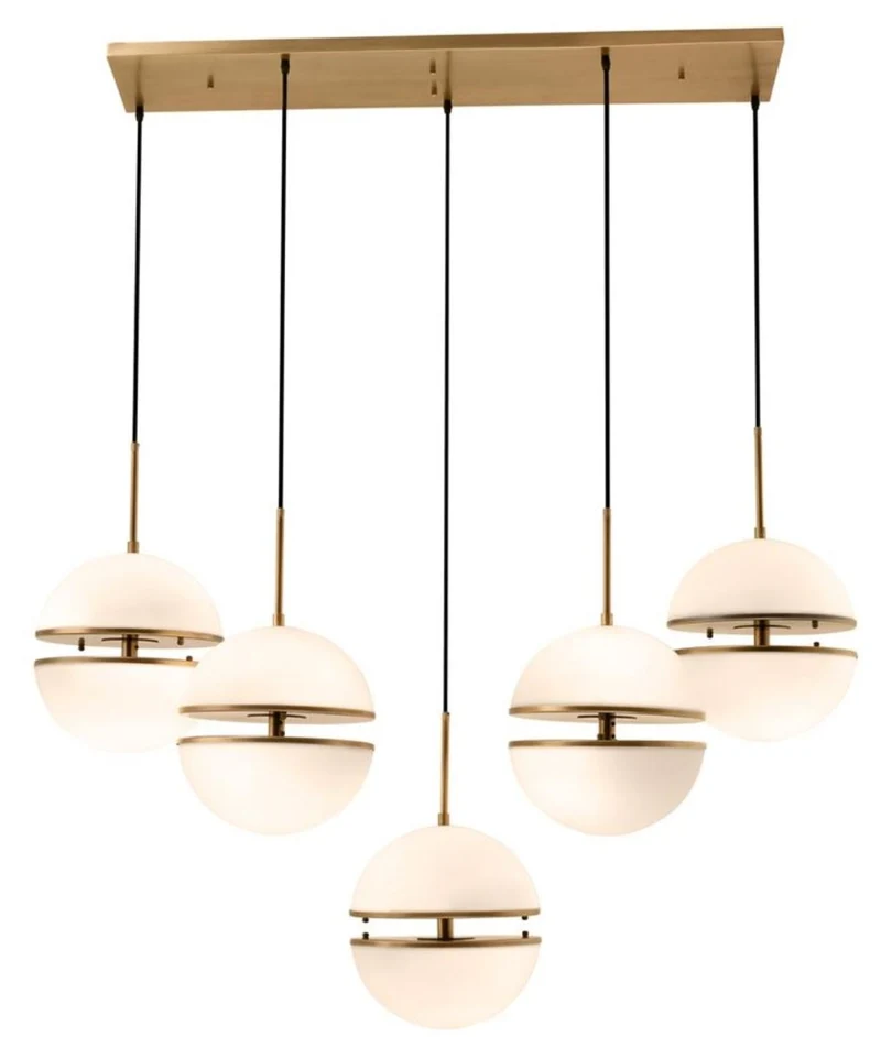 Casa Padrino Hängeleuchte Antik Messing / Weiß 130 x 50 x H. 190 cm - Luxus Hängelampe