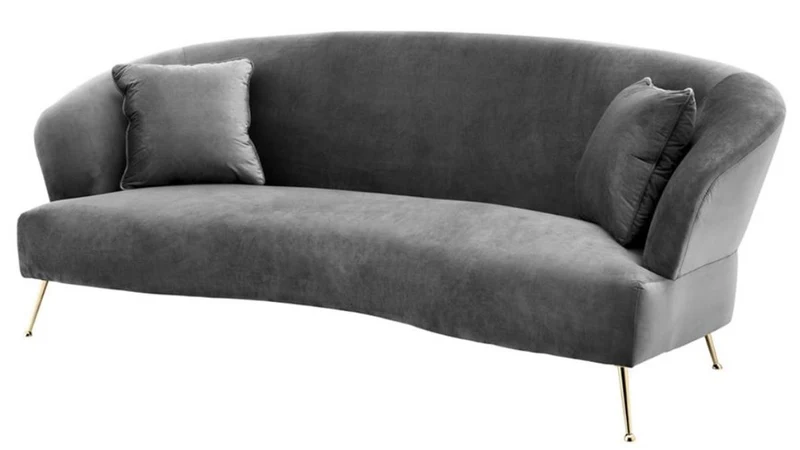 Casa Padrino Sofa Grau / Messing 230 x 100 x H. 87 cm - Luxus Hotel Sofa