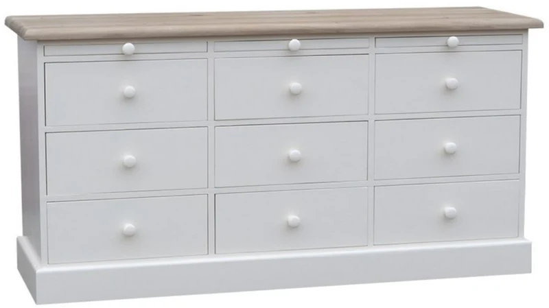 Casa Padrino Landhausstil Kommode Weiß / Naturfarben 158 x 48 x H. 79 cm - Möbel im Landhausstil