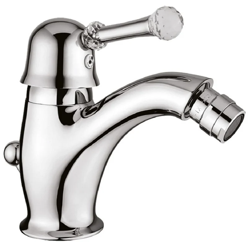 Casa Padrino Luxus Waschtischarmatur mit Swarovski Kristallglas Silber H. 14 cm - Einhand Waschtischbatterie - Luxus Bad Zubehör