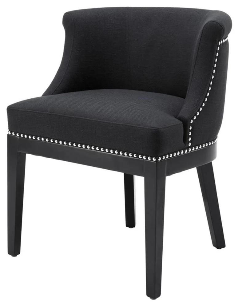 Casa Padrino Luxus Esszimmerstuhl Schwarz 59 x 56 x H. 80 cm - Restaurant Möbel