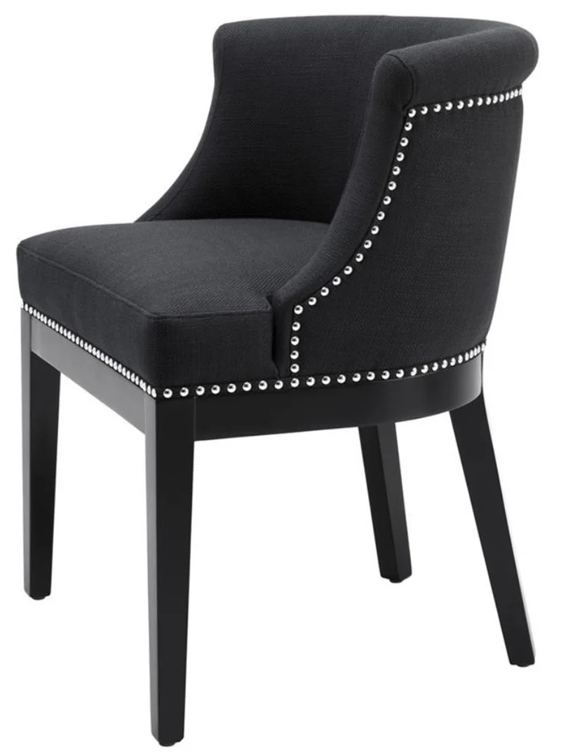 Casa Padrino Luxus Esszimmerstuhl Schwarz 59 x 56 x H. 80 cm - Restaurant Möbel