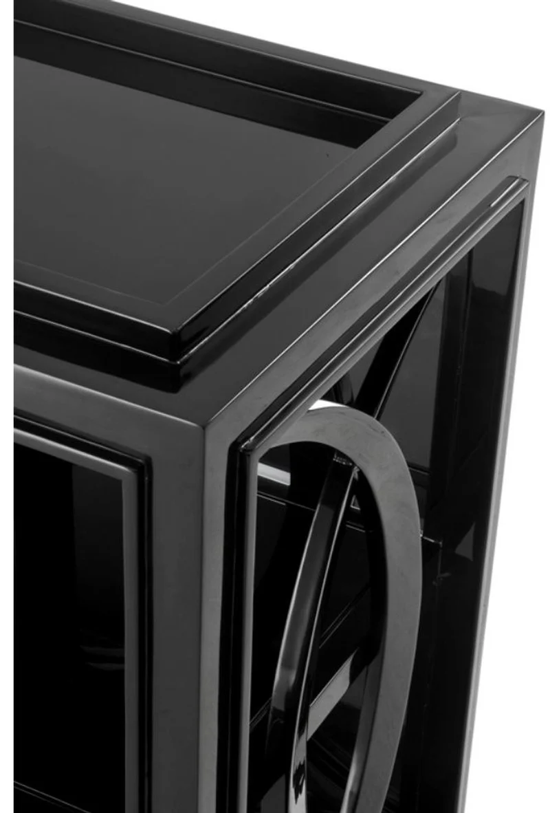 Casa Padrino Wohnzimmerschrank Schwarz 124 x 46 x H. 90 cm - Luxus Regalschrank