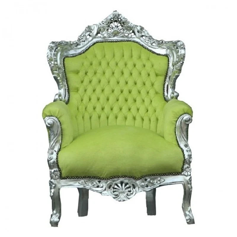 Casa Padrino Barock Sessel King Jadegrün / Silber 85 x 85 x H. 120 cm - Luxus Antik Stil Möbel