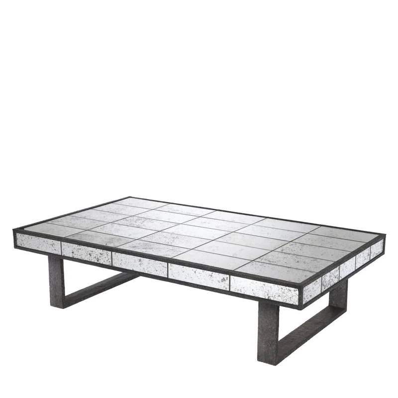 Casa Padrino Luxus Couchtisch aus Spiegelglas 126 x 73,5 x H. 32 cm - Luxus Wohnzimmer Möbel - Antik Look