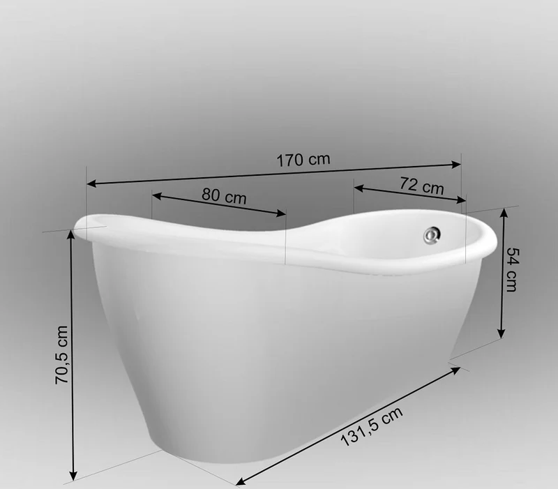 Casa Padrino Luxus Jugendstil Badewanne Weiß 170 x 80 x H. 70,5 cm - Freistehende Retro Antik Badewanne - Badezimmer Möbel