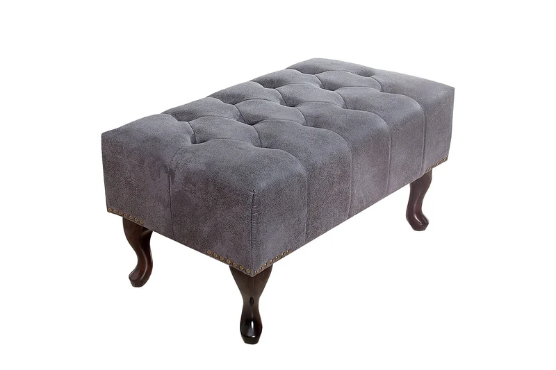 Chesterfield Fußhocker Grau Antik Look aus dem Hause Casa Padrino