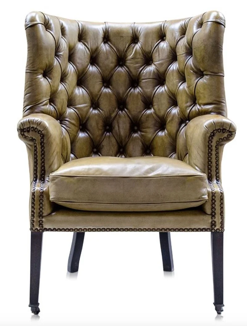 Casa Padrino Luxus Echtleder Sessel Gelb / Schwarz 84 x 85 x H. 112 cm - Luxus Hotel Möbel