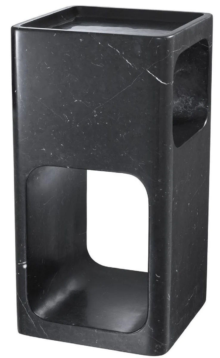 Casa Padrino Designer Marmor Beistelltisch Schwarz 28 x 28 x H. 55 cm - Wohnzimmermöbel - Designer Möbel