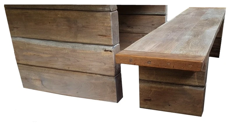 Casa Padrino Gartenmöbel Set Rustikal - Tisch + 2 Garten Bänke (Länge 200 cm) - Eiche Massivholz - Echtholz Möbel Massiv
